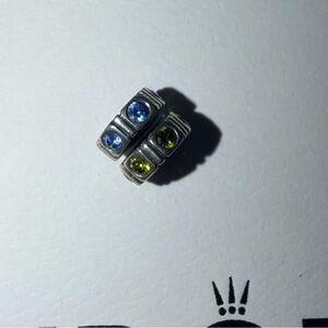 Silver Pandora Spacer Charms with Blue and Green Stones